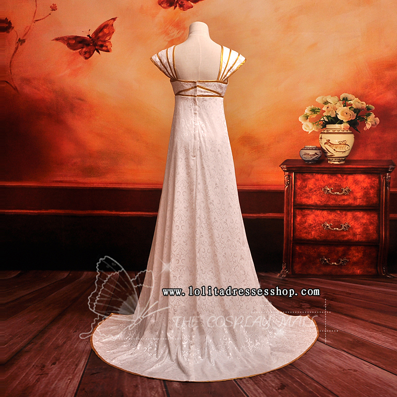 White Square-collar Cap Sleeves Floor-length Ruffle Cosplay Lolita Dress