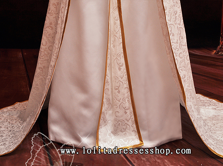White Square-collar Cap Sleeves Floor-length Ruffle Cosplay Lolita Dress