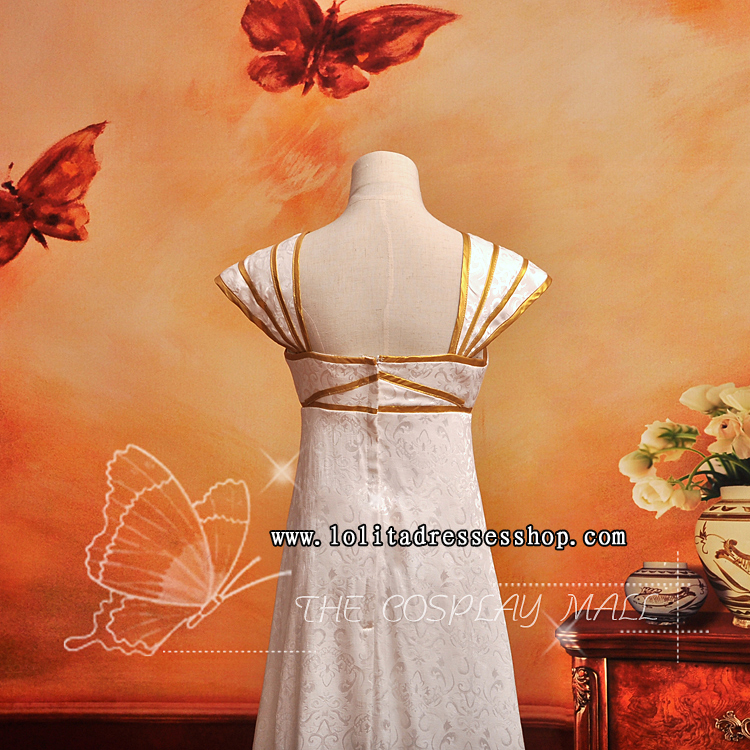 White Square-collar Cap Sleeves Floor-length Ruffle Cosplay Lolita Dress