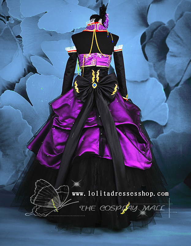 Dark Purple Halter Sleeveless Floor-length Lace Trim Bowknot Beadings Cosplay Lolita Dress
