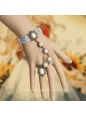 Light Grey With Flowers and Pearls Lace Lolita Bracelet