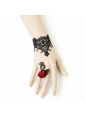 Black Lace Red Flower Lolita Bracelet