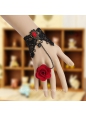 Black Lace Red Flower Lolita Bracelet