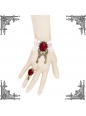 White Lace Red Flower Lolita Bracelet