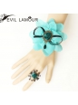 Black Flannelette Green Flower Lolita Bracelet