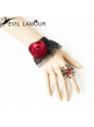 Black Lace Red Flower Lolita Bracelet