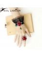 Black Lace Red Flower Lolita Bracelet