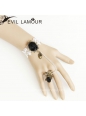 White Lace Black Flowers Lolita Bracelet