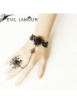 Black Lace and Flower Lolita Bracelet