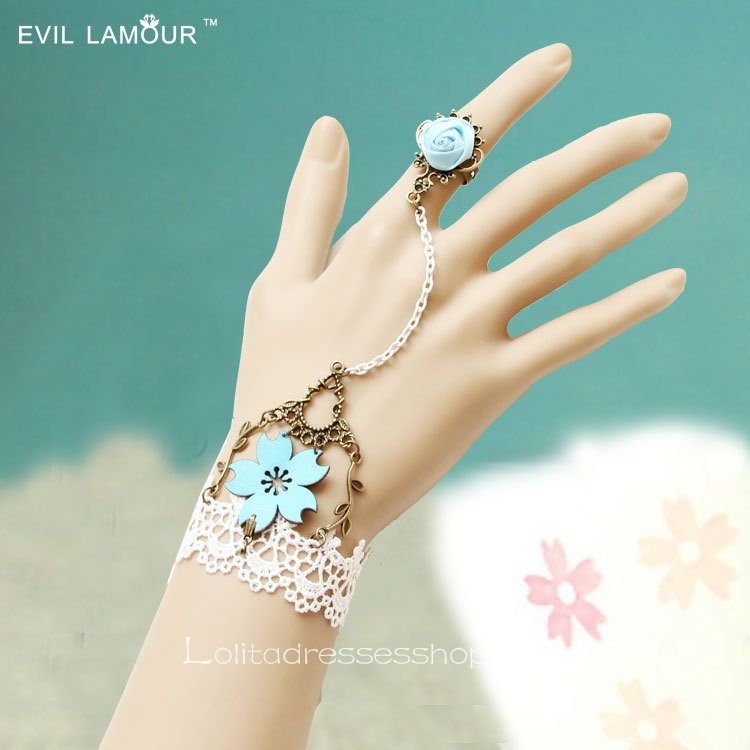 Blue and White Sweet Lace Lolita Bracelet