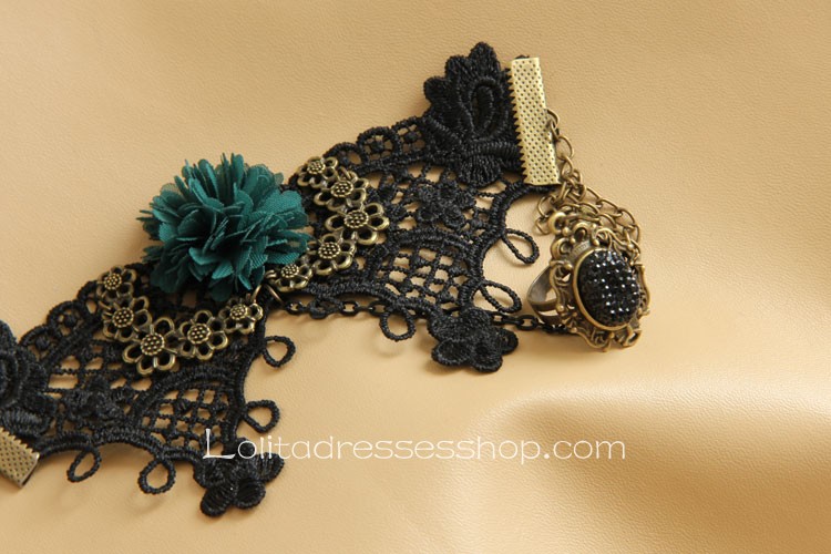 Black Lace and Chiffon Lolita Bracelet