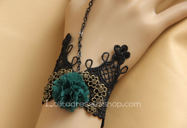 Black Lace and Chiffon Lolita Bracelet