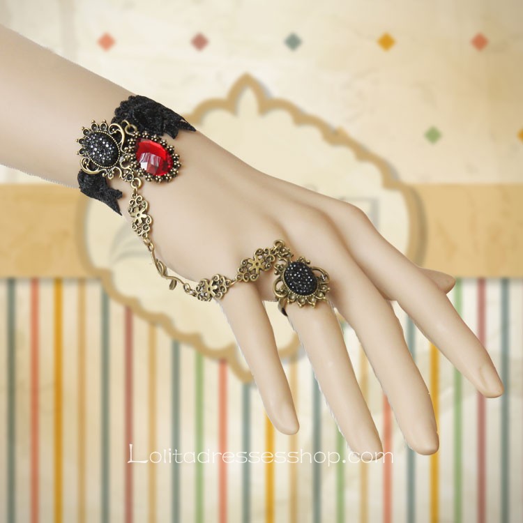 Black Gothic Lace Lolita Bracelet