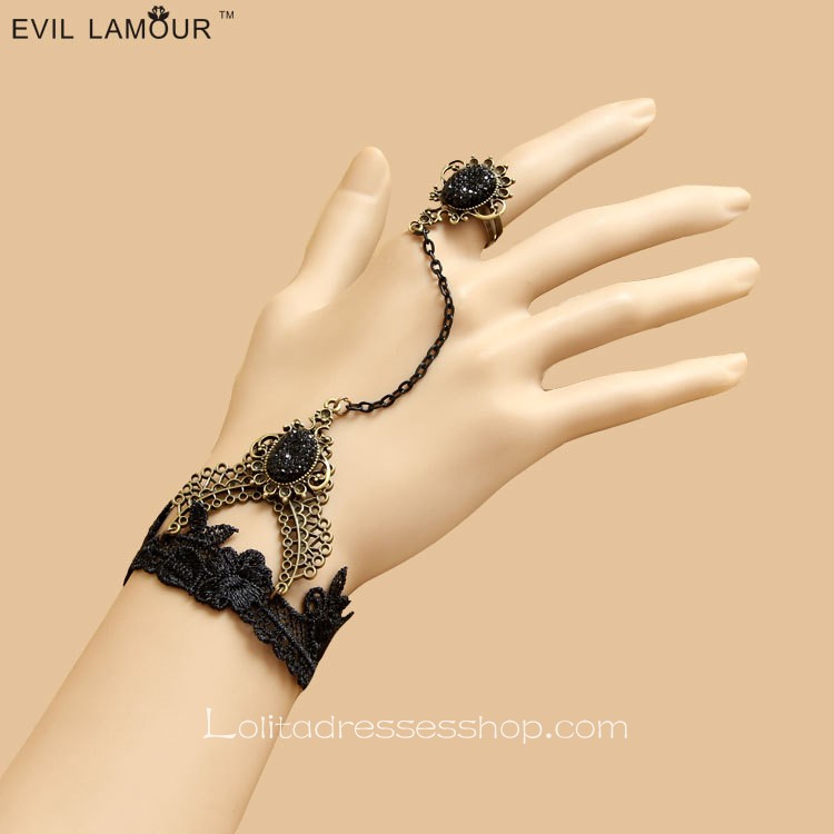 Black Gothic Lace Lolita Bracelet