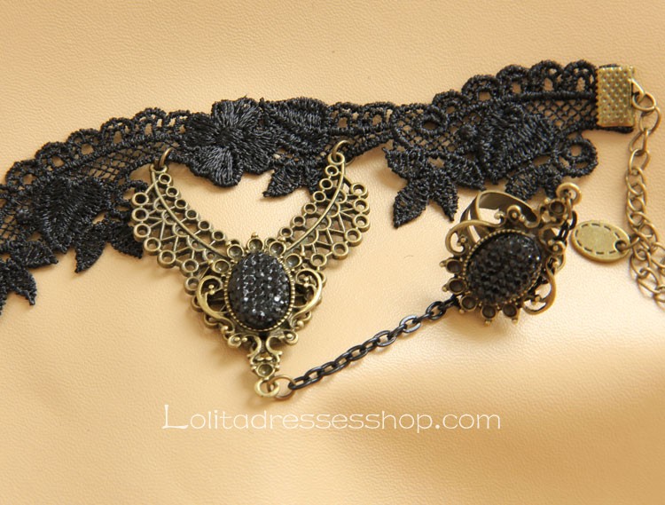 Black Gothic Lace Lolita Bracelet
