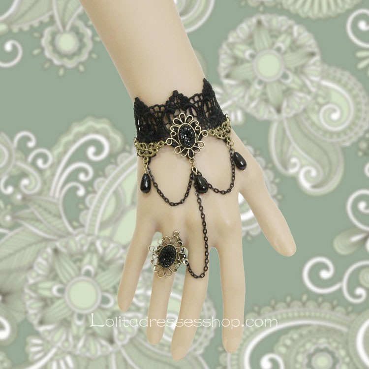 Black Gothic Lace Lolita Bracelet