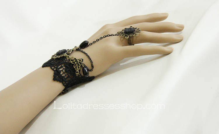 Black Gothic Lace Lolita Bracelet