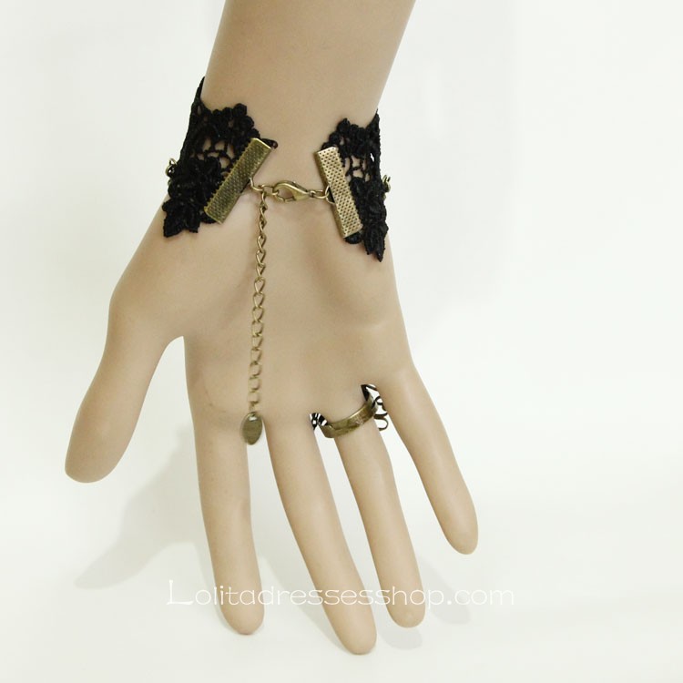 Black Gothic Lace Lolita Bracelet