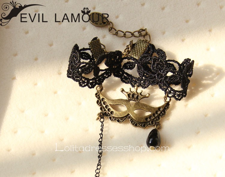 Black Gothic with Butterfly Lace Lolita Bracelet