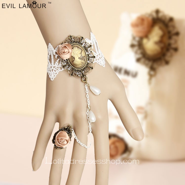 White Floral Sweet Lace Lolita Bracelet