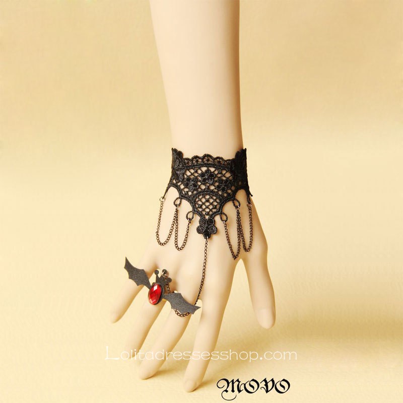 Black Bat Lace Gothic Lolita Bracelet