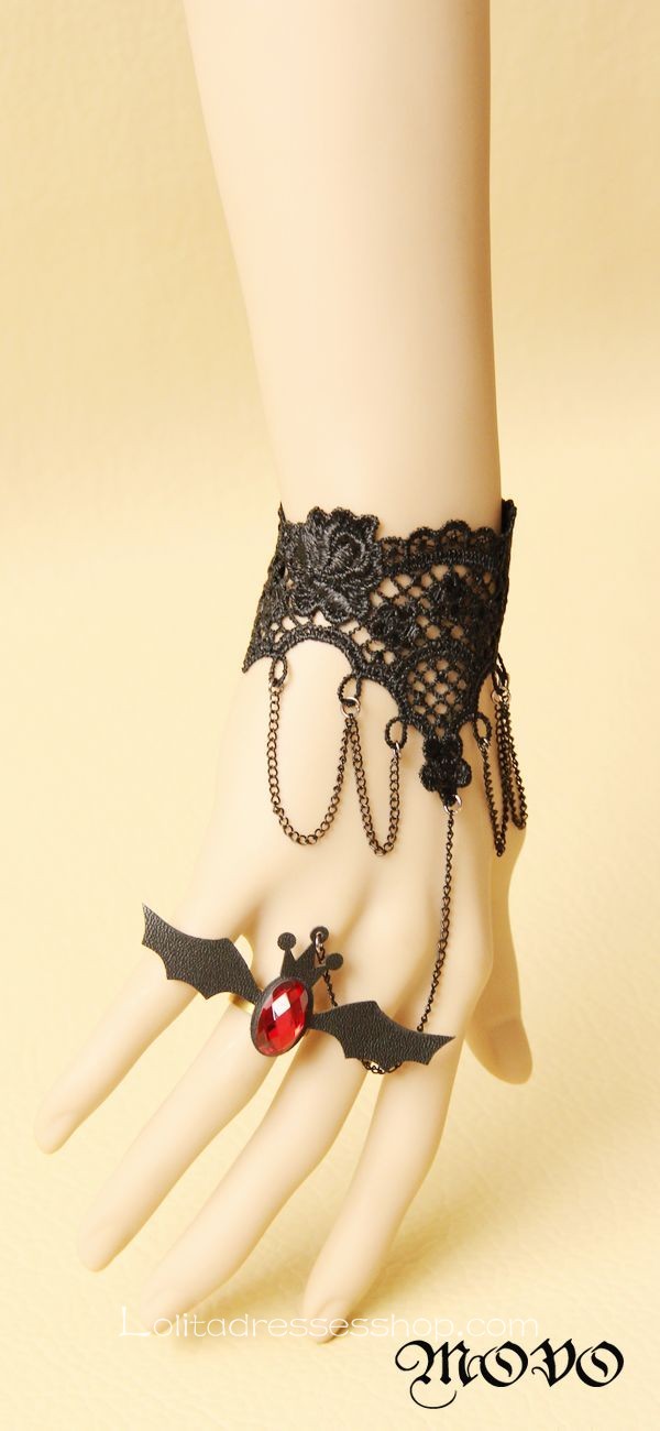 Black Bat Lace Gothic Lolita Bracelet