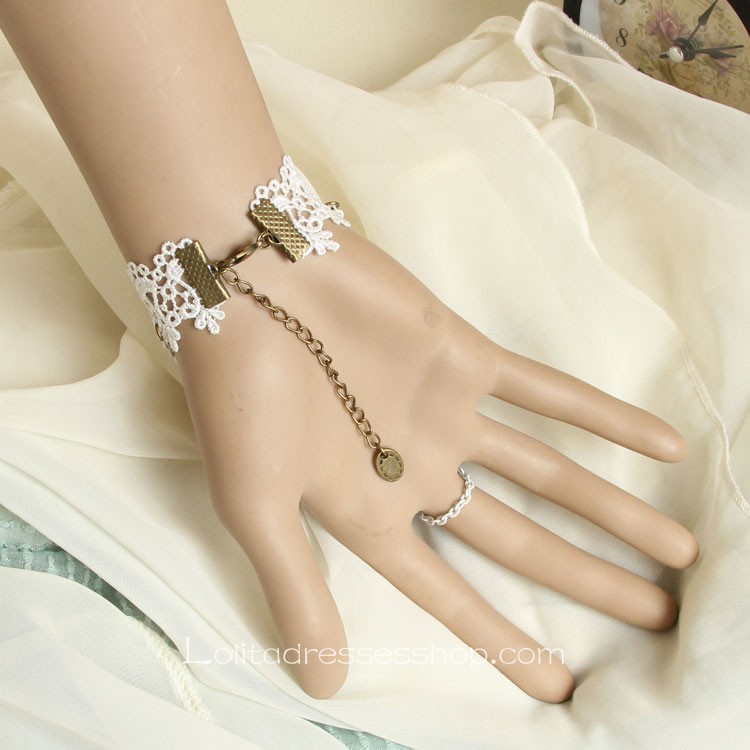 White Lace Metal Flower Lolita Bracelet