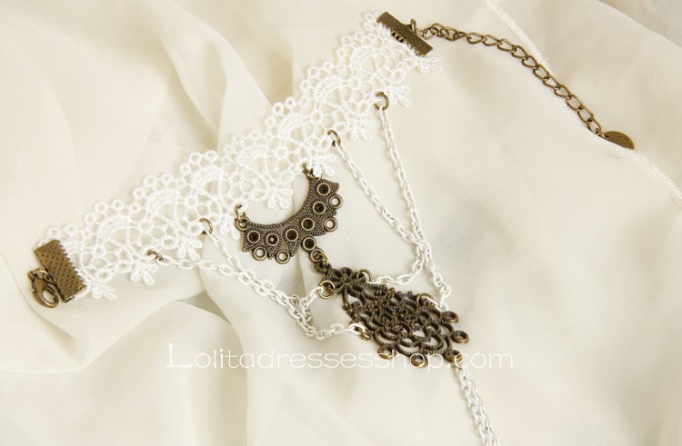 White Lace Metal Flower Lolita Bracelet