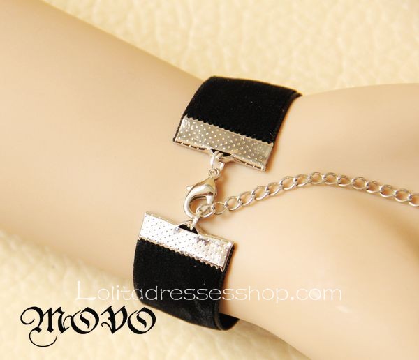 Black Flower Flannelette Lolita Bracelet