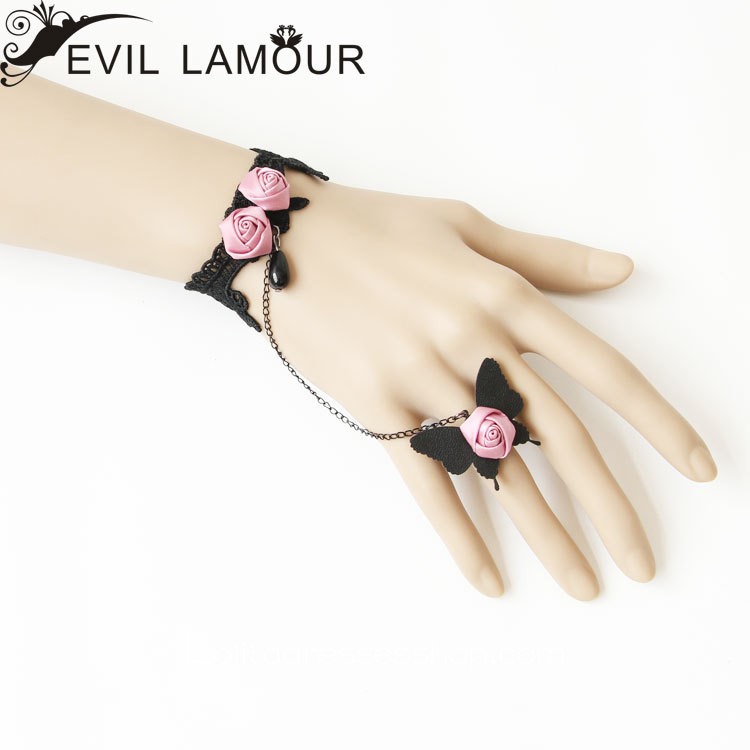 Black Lace Flower Lolita Bracelet