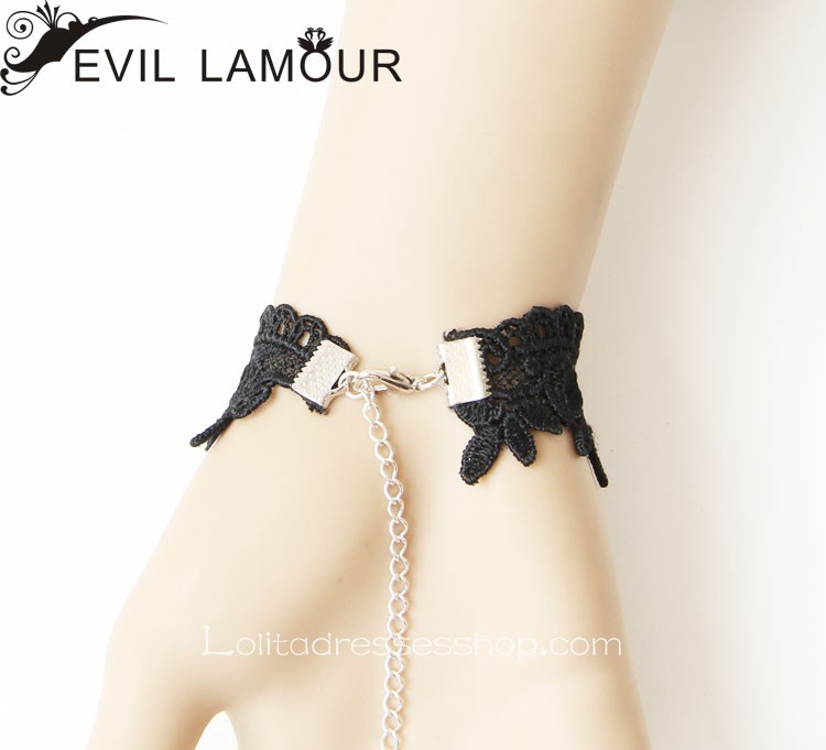 Black Lace Flower Lolita Bracelet