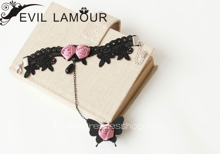 Black Lace Flower Lolita Bracelet