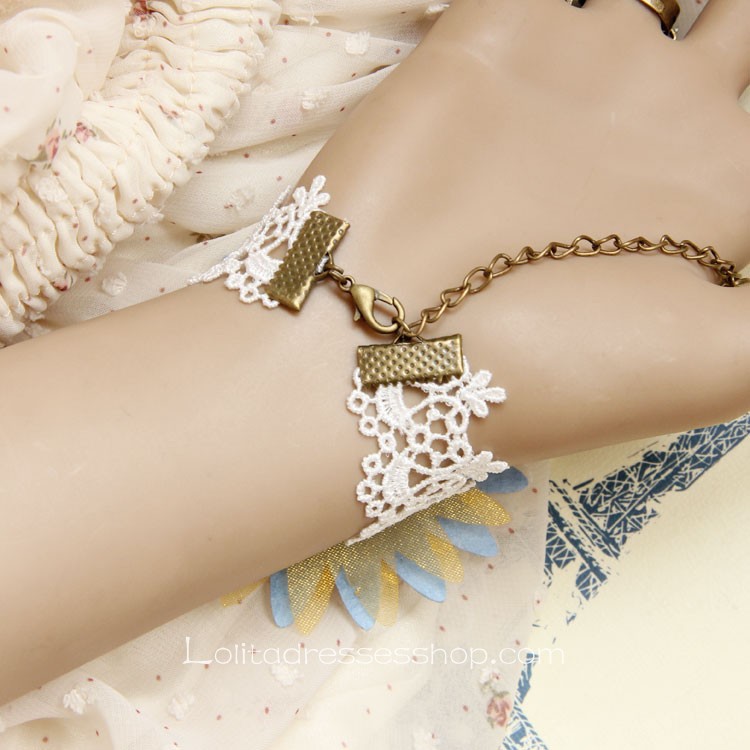 White Lace Beautiful Flowers Lolita Bracelet