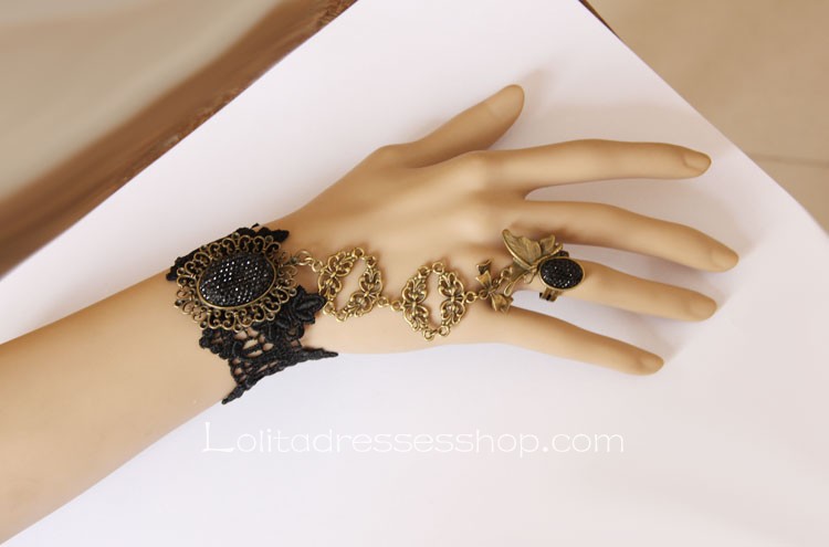 Black Lace Metal Accessories Lolita Bracelet