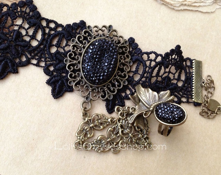 Black Lace Metal Accessories Lolita Bracelet