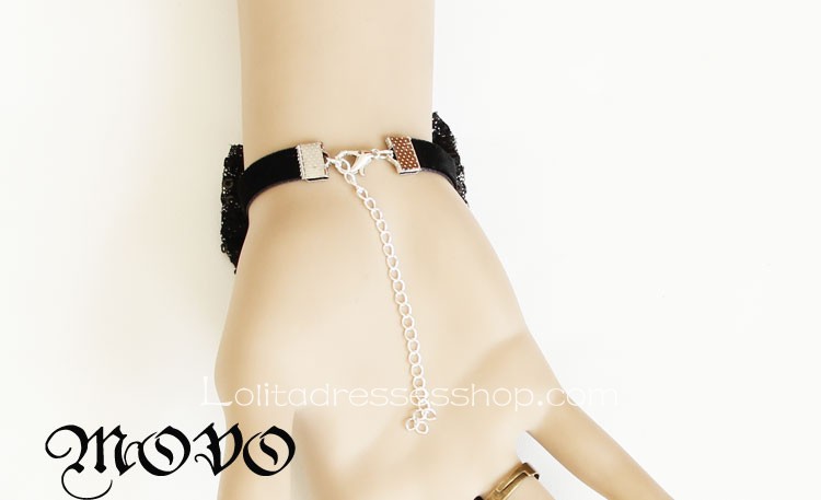 Black Bowknot Lace Lolita Bracelet