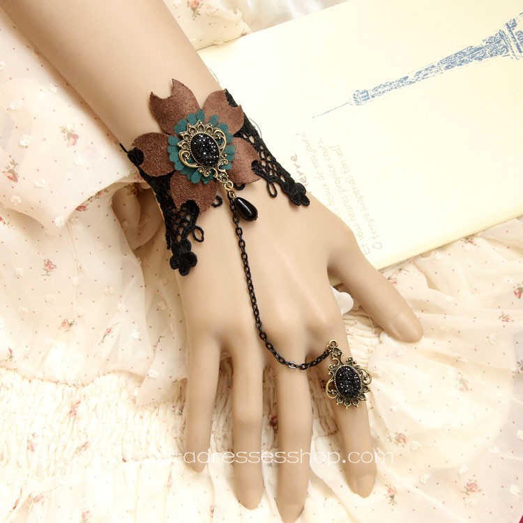 Black Lace Coffee Flower Lolita Bracelet