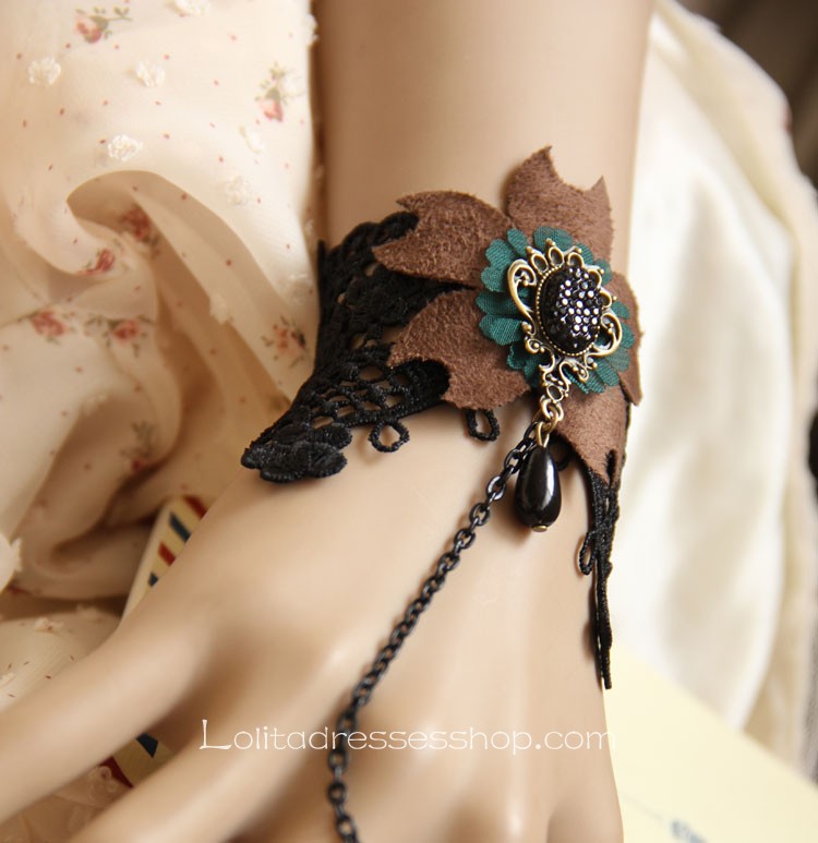 Black Lace Coffee Flower Lolita Bracelet