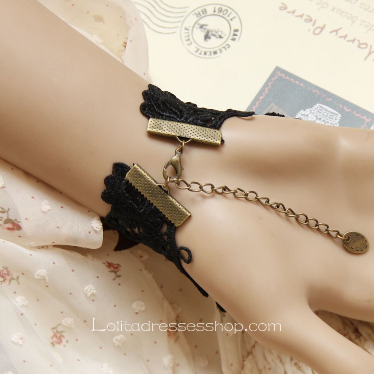 Black Lace Coffee Flower Lolita Bracelet