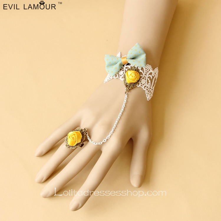 White Lace Yellow Flowers Sweet Lolita Bracelet