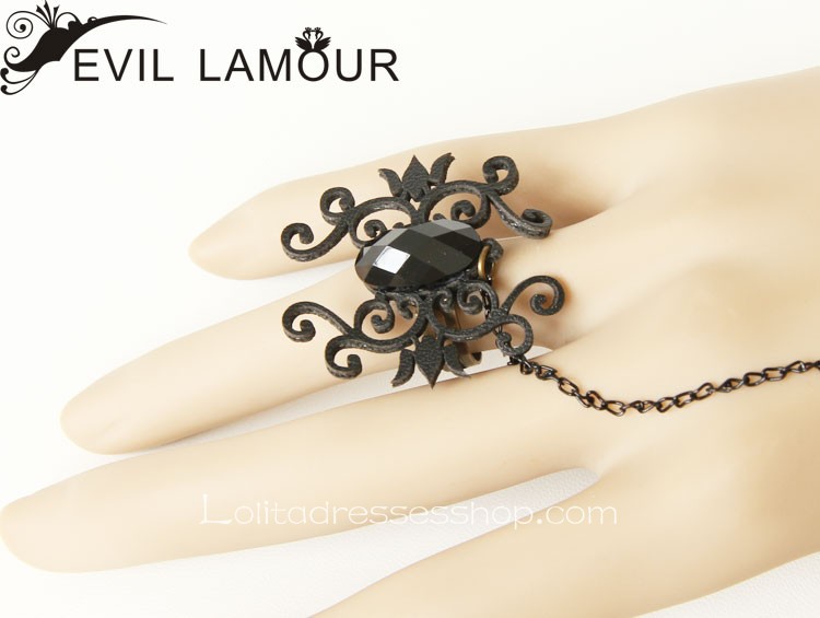 Black Lace and Flower Lolita Bracelet