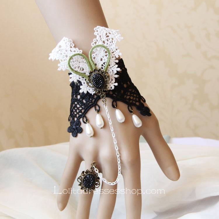 Black and White Lace Lolita Bracelet