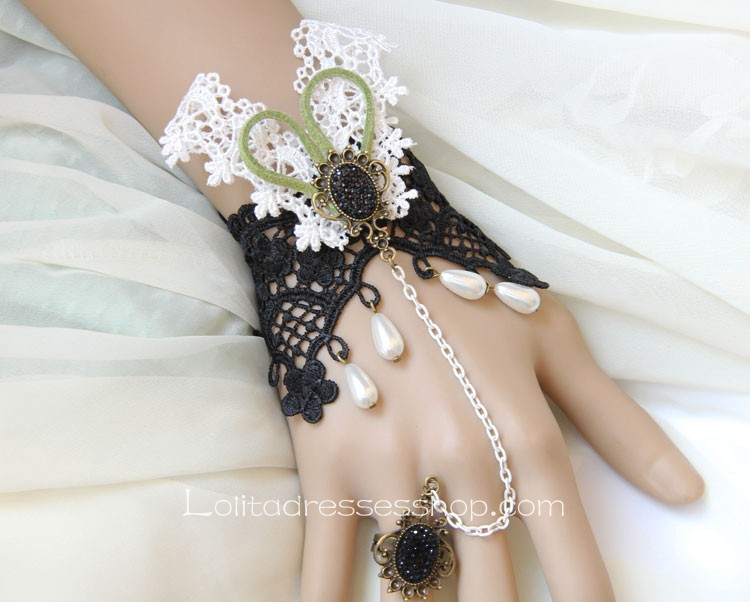 Black and White Lace Lolita Bracelet