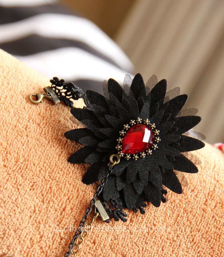 Black Lace Flower Gothic Lolita Bracelet