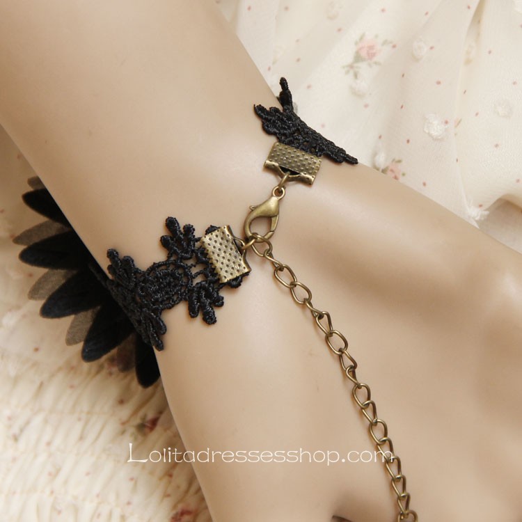 Black Lace Flower Gothic Lolita Bracelet