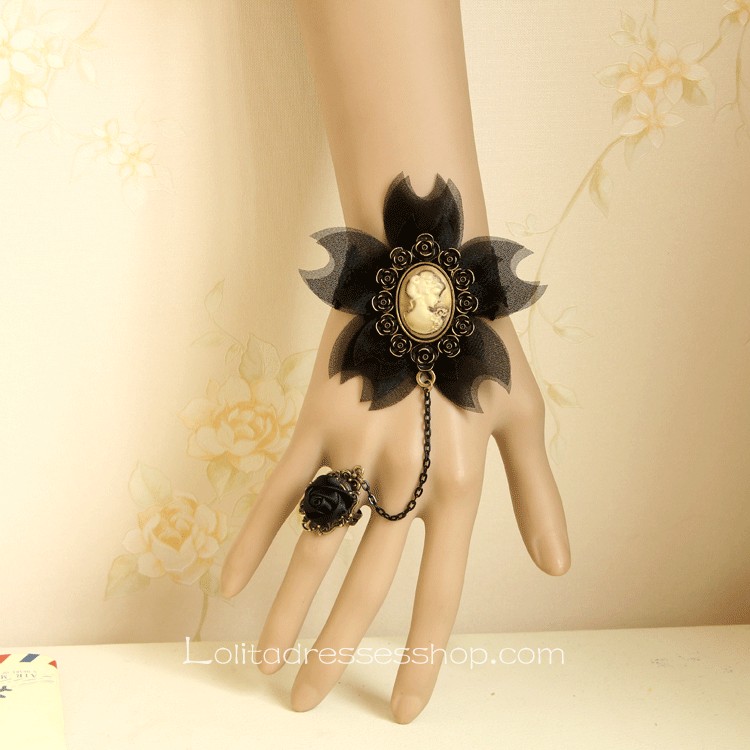 Black Lace Flower Gothic Lolita Bracelet