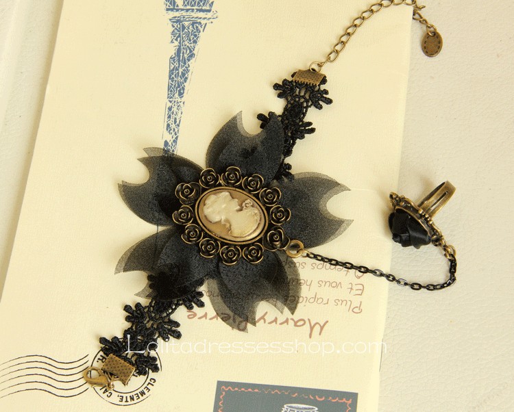 Black Lace Flower Gothic Lolita Bracelet