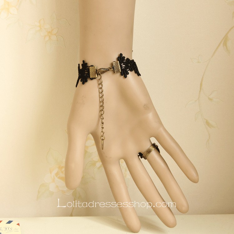 Black Lace Flower Gothic Lolita Bracelet