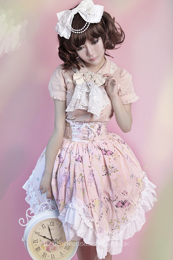 Pink Turtleneck Short Sleeve Bowknot Sweet Lolita Blouse