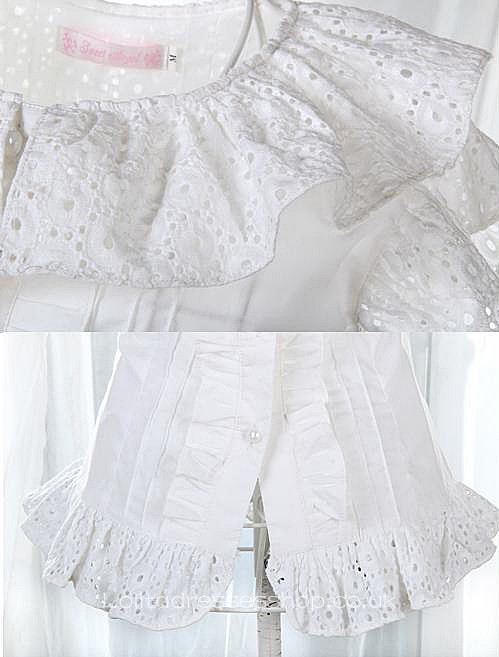 White Turtleneck Short Sleeve Ruffle Sweet Lolita Blouse